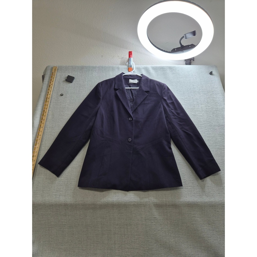 Tribal Blazer Jacket Womens 14 Navy Blue Lined Notch Lapel Single Breasted